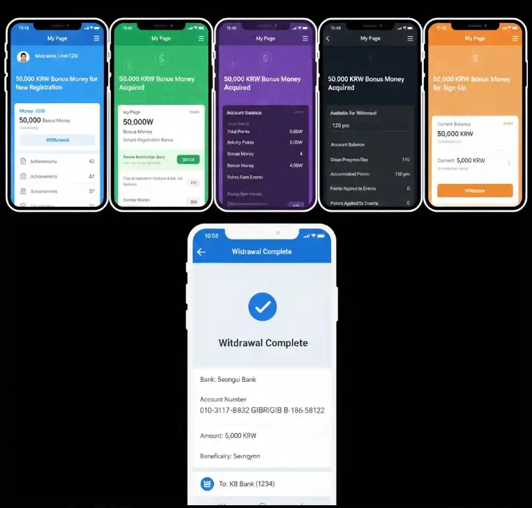 실제 사이트 가입 후 마이페이지에 꽁머니 50,000원 적립된 캡처 화면 실제 사이트 가입 후 마이페이지에 꽁머니 50,000원 적립된 캡처 화면