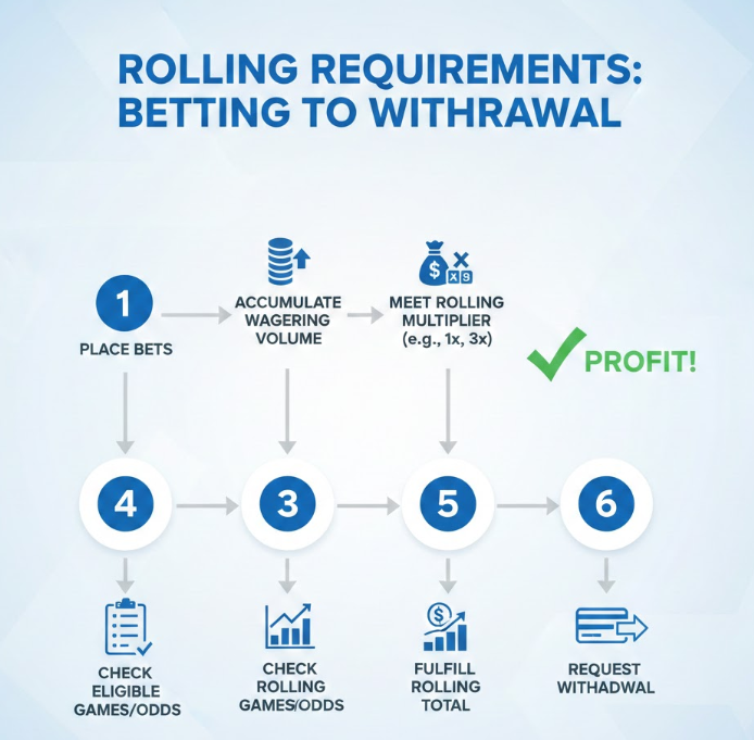 롤링 조건을 설명하는 단계별 인포그래픽