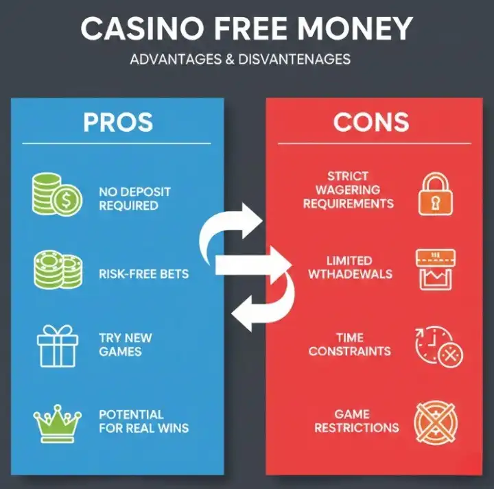 카지노 꽁머니 장단점을 나란히 비교한 인포그래픽